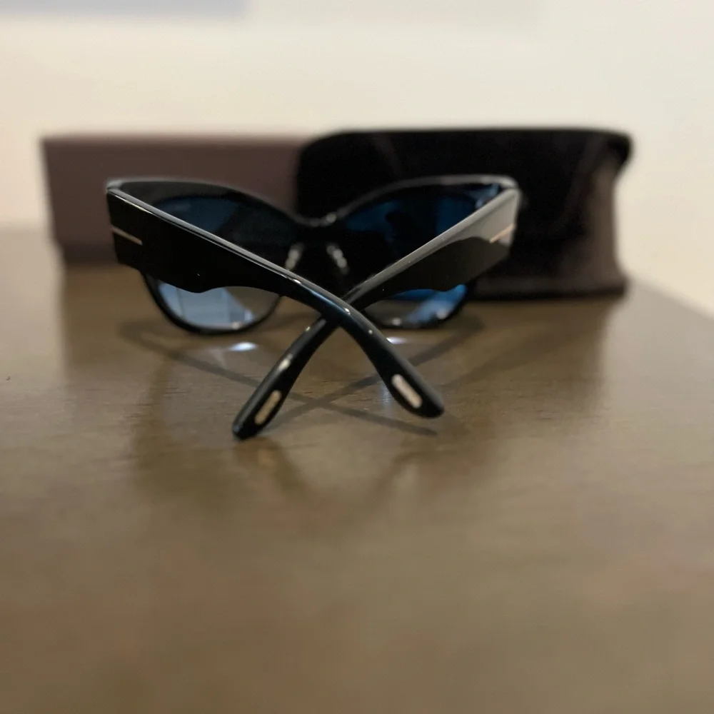 Tom Ford Black Cat-Eye Sunglasses with Gold Accents